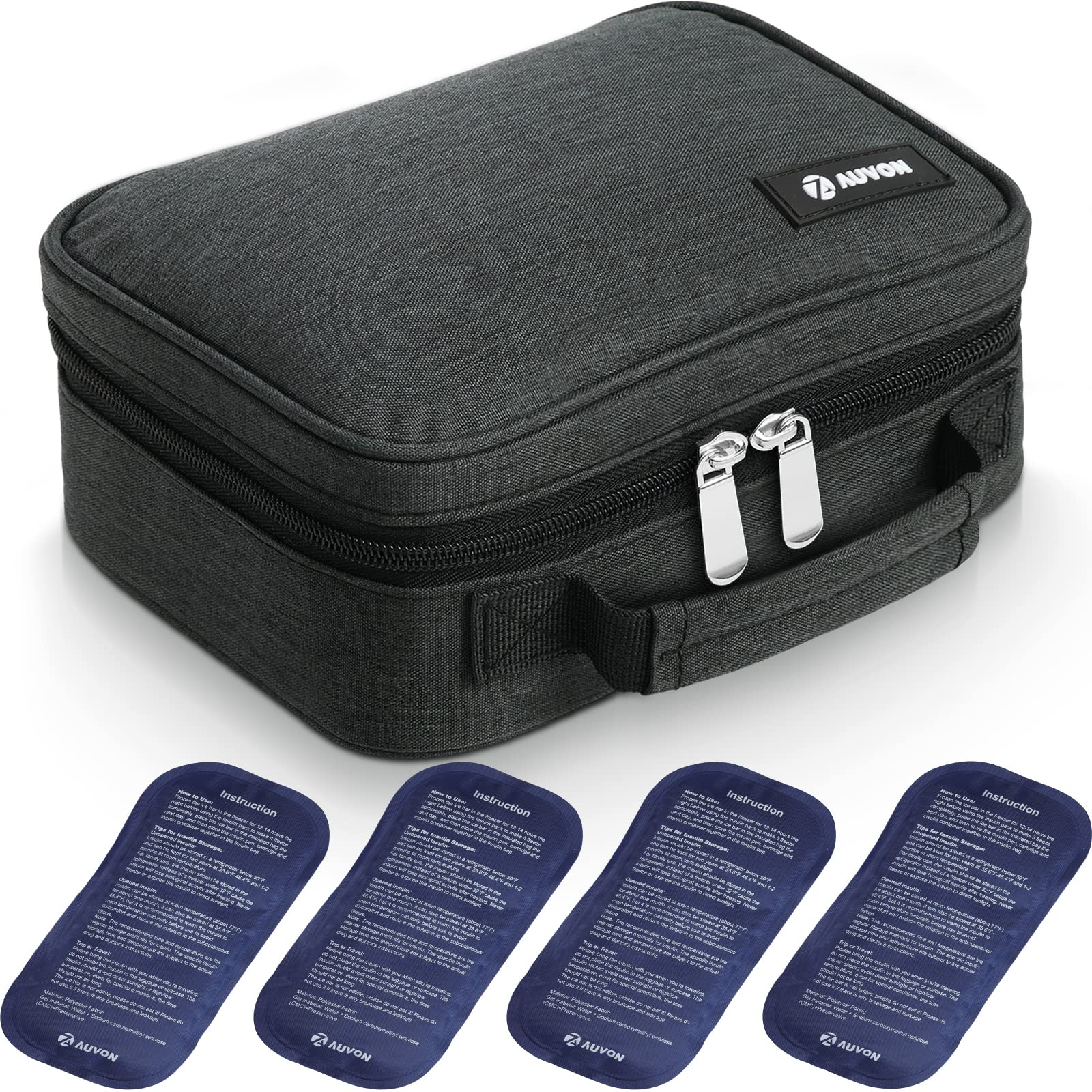AUVON insulin cooler travel case compact design for easy packing on trips.