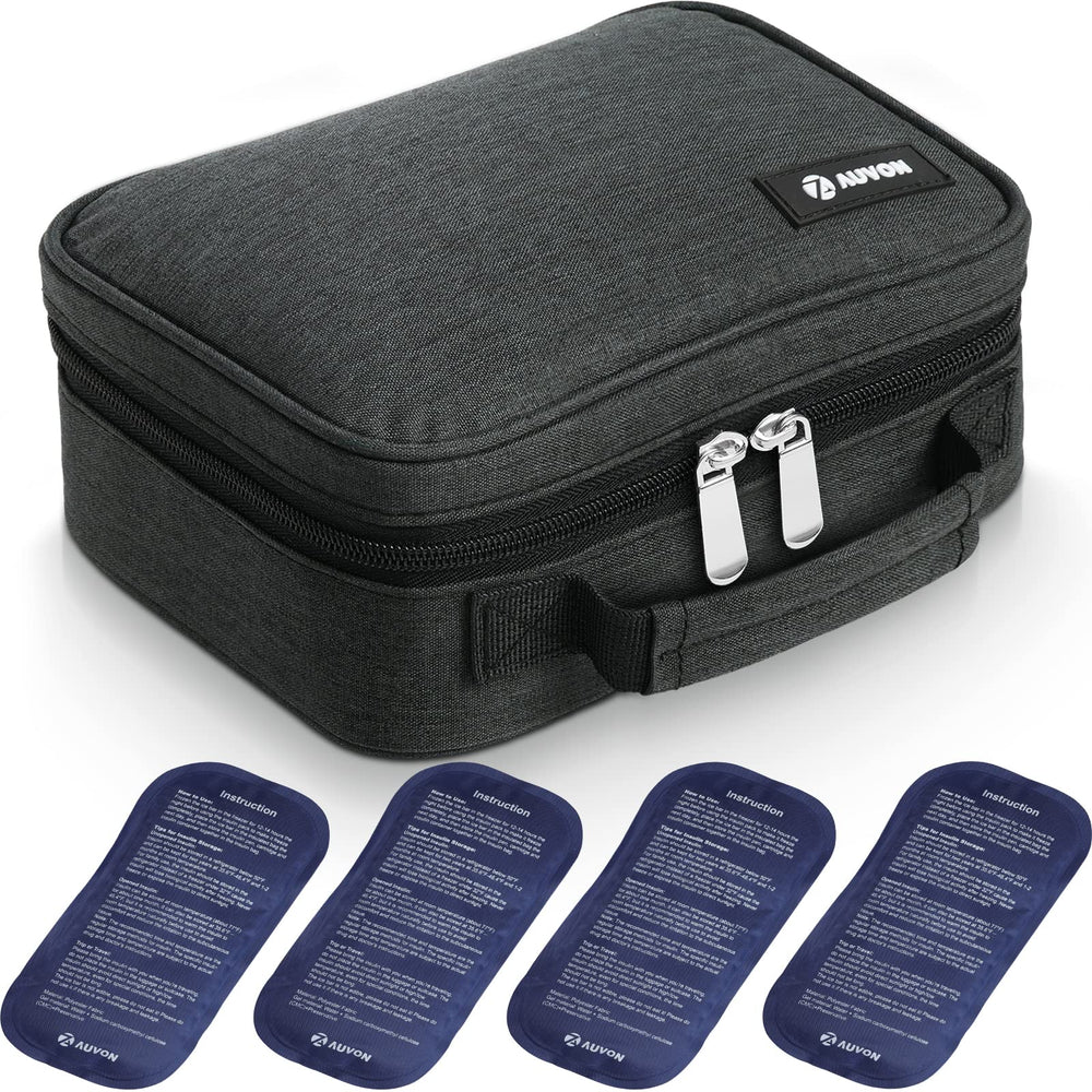 AUVON insulin cooler travel case compact design for easy packing on trips.