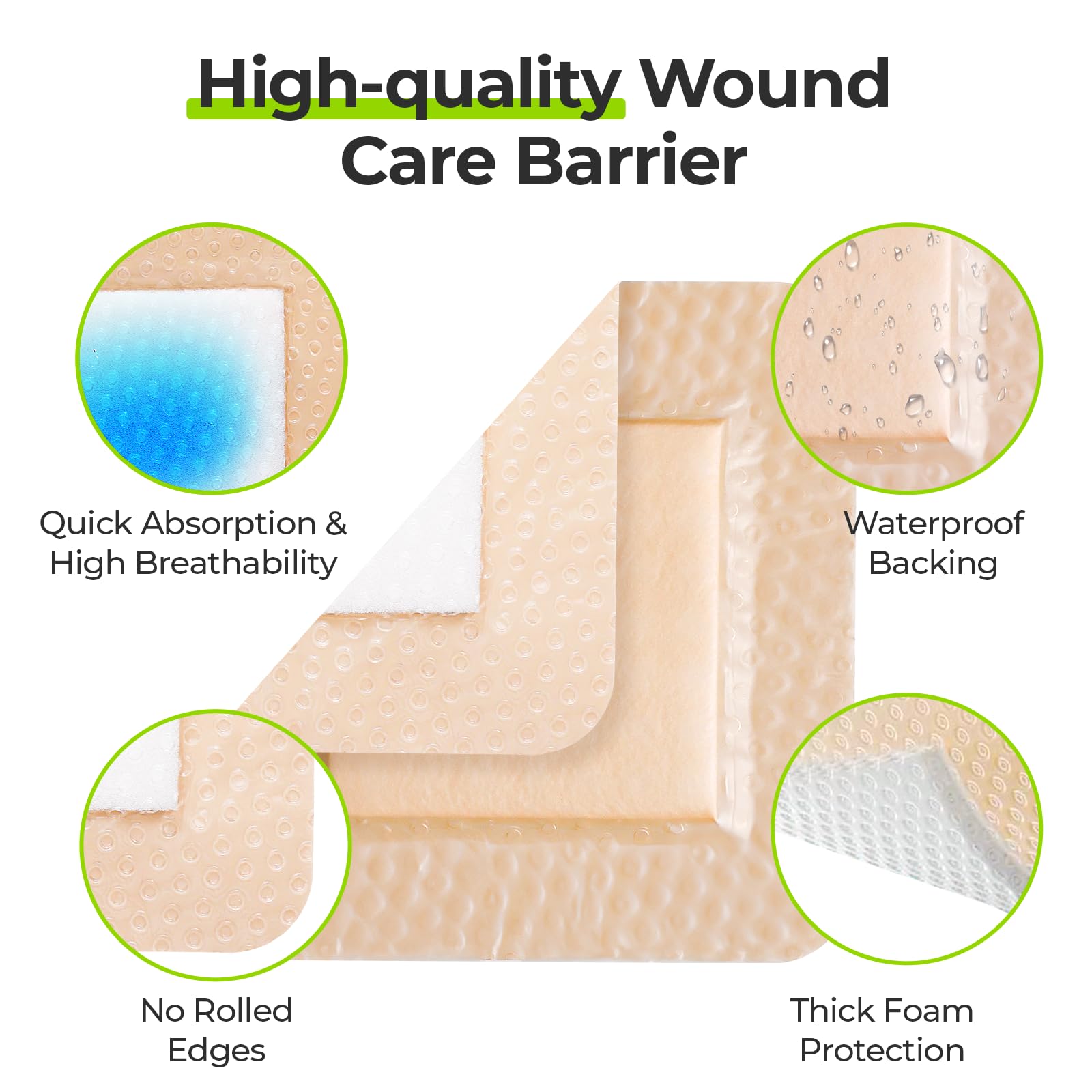 AUVON dressing shows breathable waterproof film for skin comfort and protection.