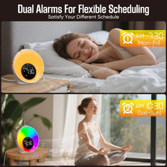 AUYLE Wake Up Light bedside lamp doubles as a calming night light.