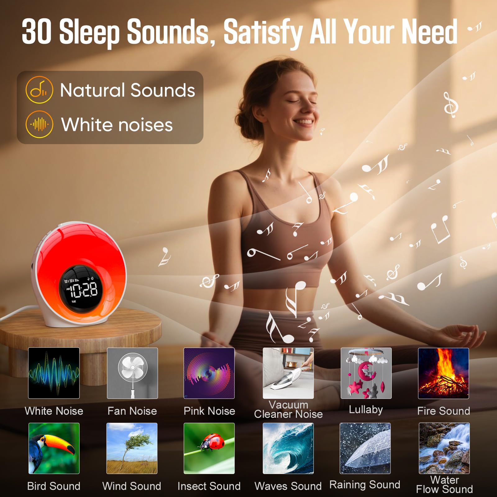 AUYLE Wake Up Light snooze function for a gentle extra wake-up.