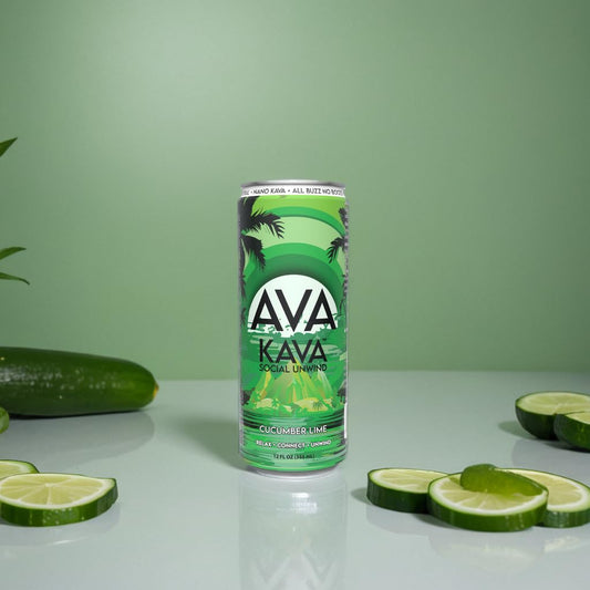 AVA KAVA cucumber lime can for fast-acting relaxation without alcohol or hangover
