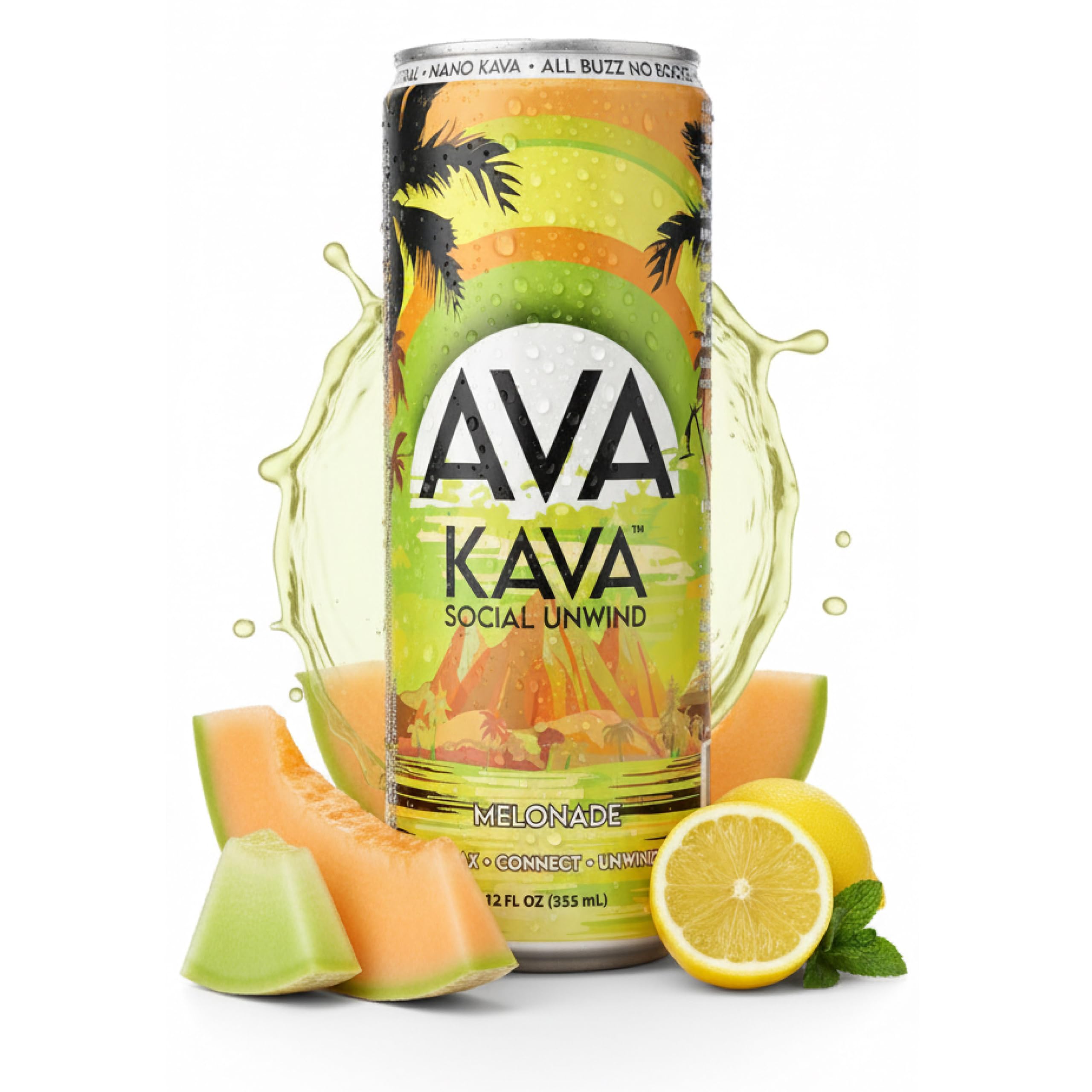 AVA KAVA Melonade can on a table, an refreshing alcohol-free relaxation option