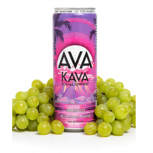 AVA KAVA Prosecco can for fast-acting relaxation without alcohol
