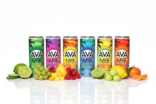 AVA KAVA variety-pack can for fast, alcohol-free relaxation and social sipping.