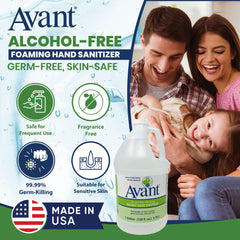 Avant foaming sanitizer dispensing—thick foam for rapid, even hand coverage.