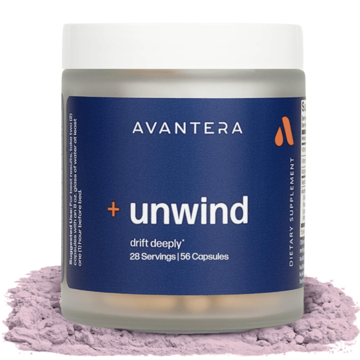 Avantera Unwind bottle front view for nightly relaxation