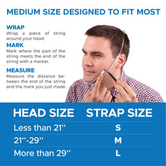 Aveela anti-snoring chin strap helps maintain mouth closed during sleep.