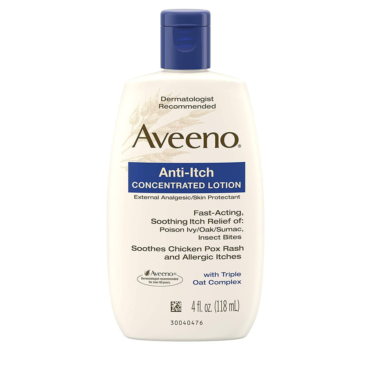 Aveeno anti-itch lotion bottle pour with Calamine and Triple Oat Complex for soothing relief