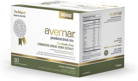 Avemar daily-serving scoop highlights portion control for convenient consumption.