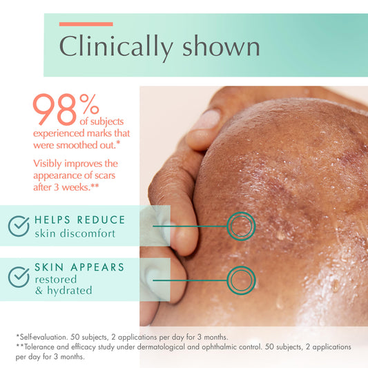 Avène Cicalfate+ Scar Gel texture highlights massage-friendly consistency.
