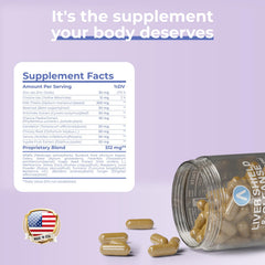 Close-up of Liver Shield capsules highlighting vegan formulation for daily use