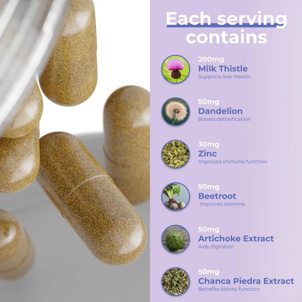 Liver Shield label close-up highlighting the 21-in-1 herbal blend