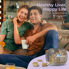 Liver Shield bottle with water, illustrating a simple daily use routine