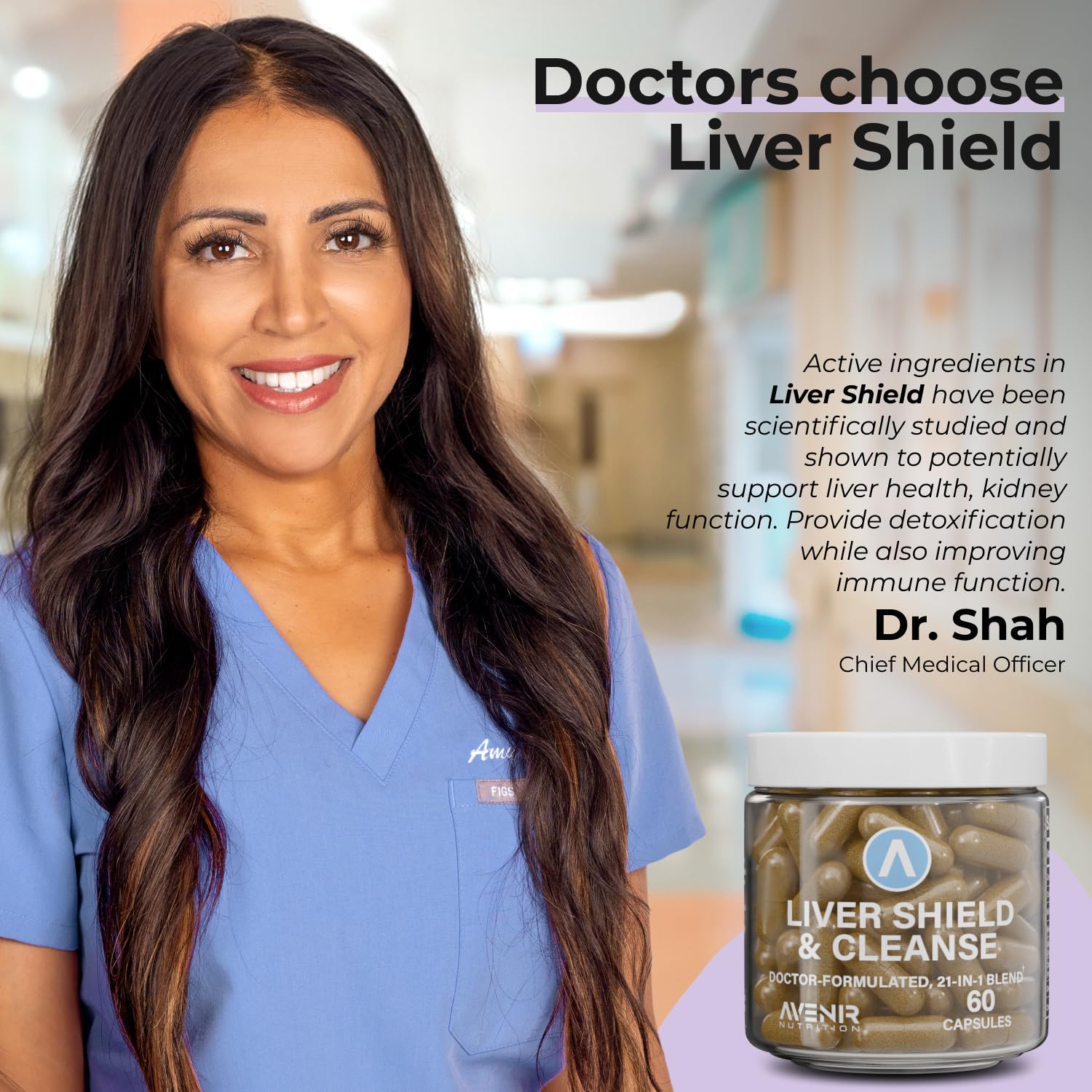 Ingredients graphic on Liver Shield showing a herbal blend with key components