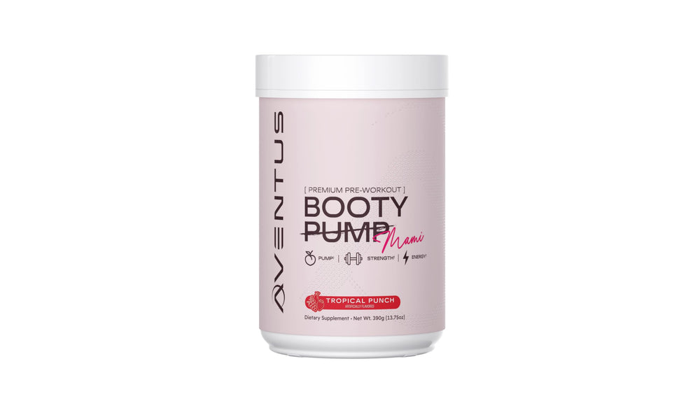 Aventus Booty Pump Tropical Punch tub ready for pre-workout energy.