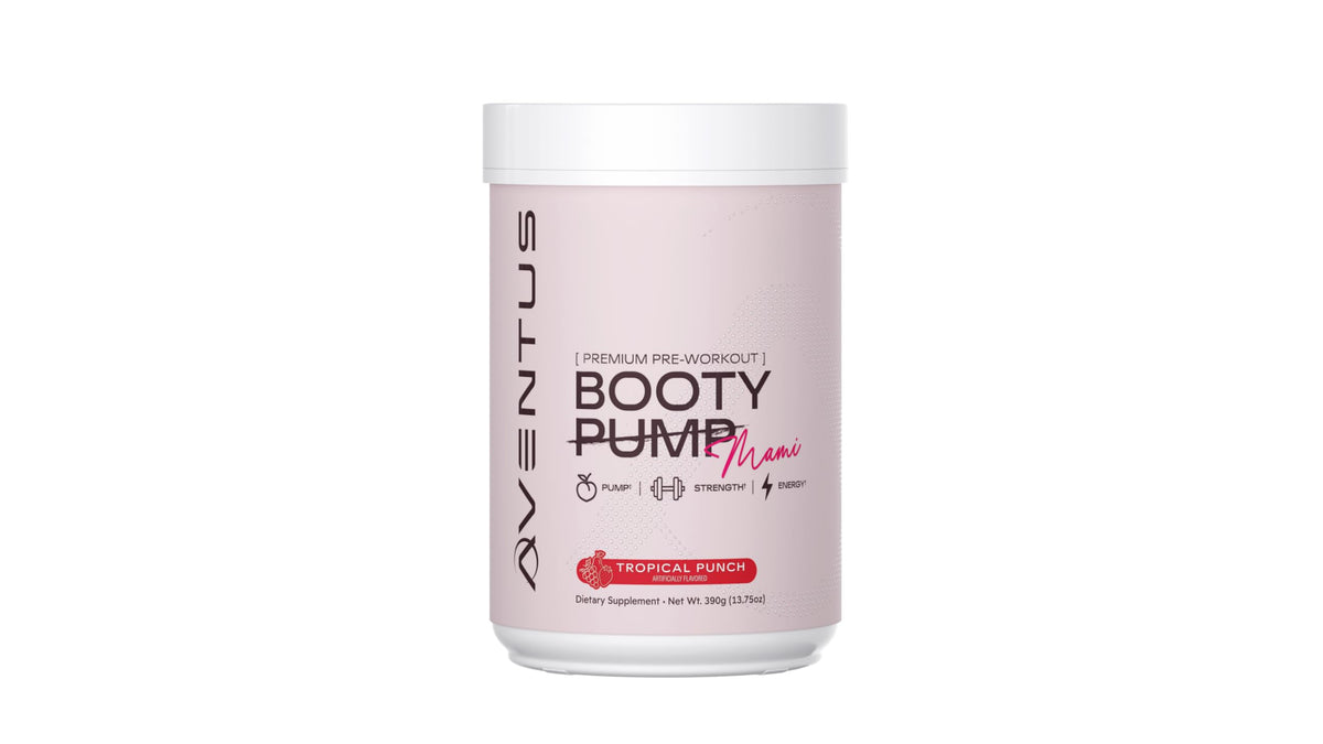 Aventus Booty Pump Tropical Punch tub ready for pre-workout energy.