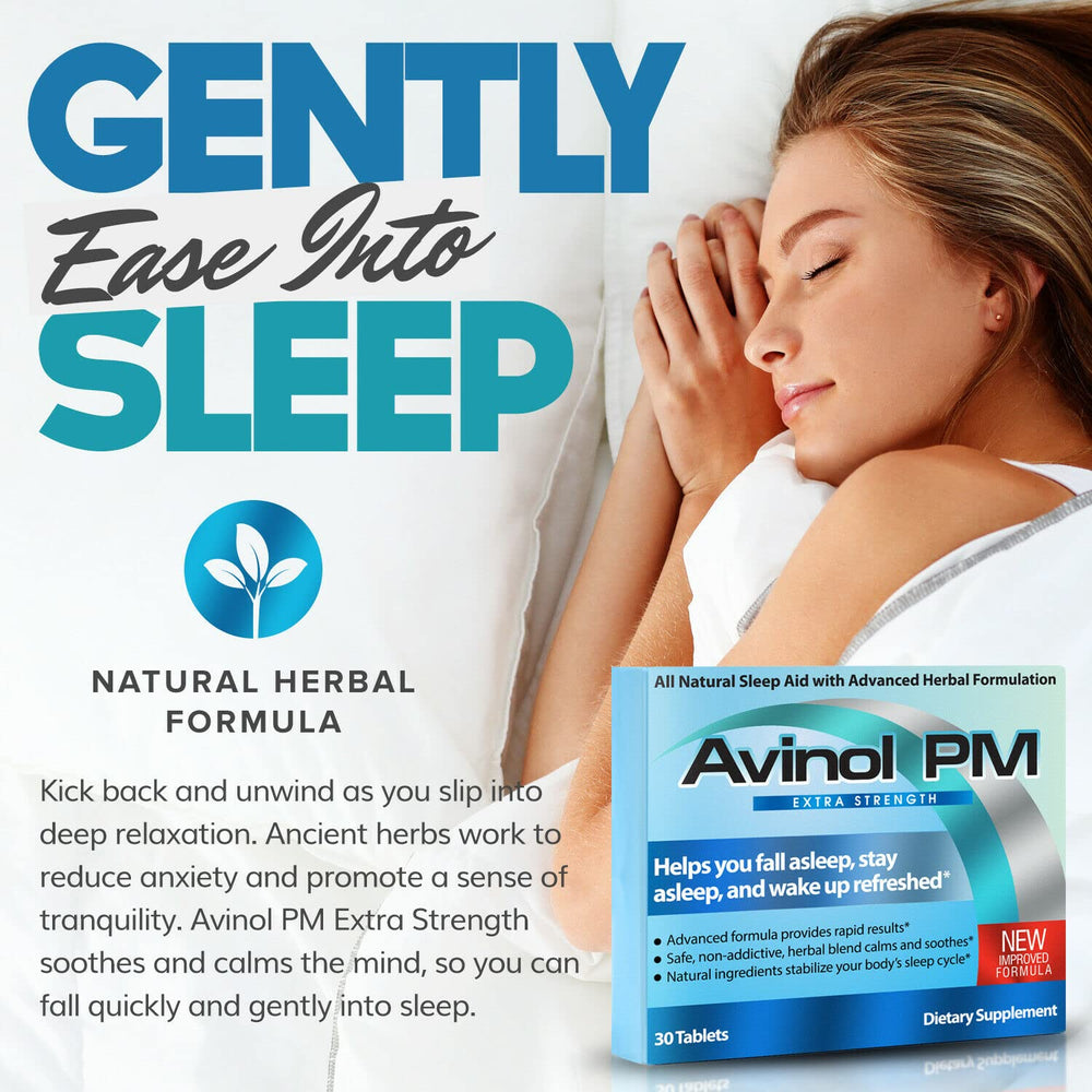 Avinol PM Extra Strength bottle back with clear label for usage.