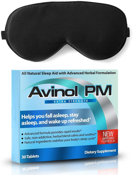 Avinol PM Dream Elements mask close-up on luxurious mulberry silk for soothing sleep