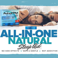 Avinol PM Extra Strength tablet with water ready for bedtime.