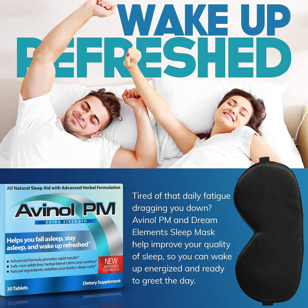 Avinol PM packaging box conveying quality and natural sleep support