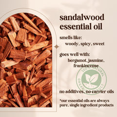Avivni sandalwood oil diffuser usage for a calming space aroma.