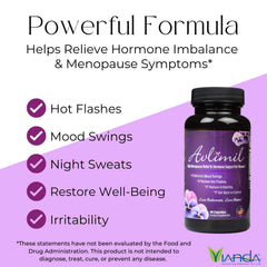Avlimil label front view highlighting natural ingredients for menopause relief.