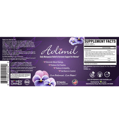 Avlimil soy isoflavones capsules emphasizing plant-based balance support.