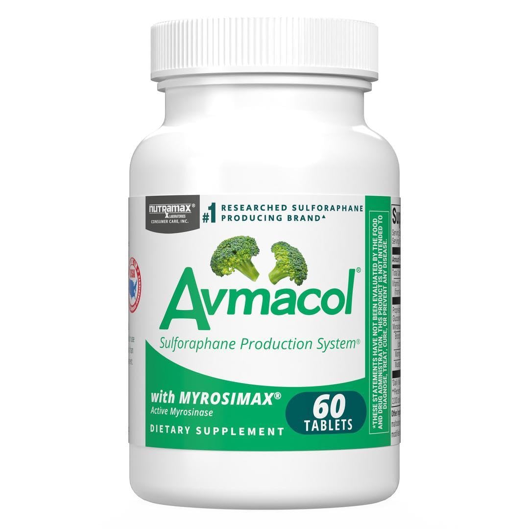 AVMACOL Nutramax bottle label highlights detox support and antioxidant benefits.