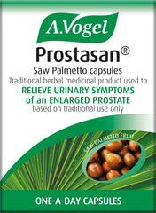Prostasan capsules close-up label highlights saw palmetto extract for convenient supplementation