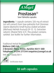 A.Vogel Prostasan bottle with glass demonstrates an easy daily routine