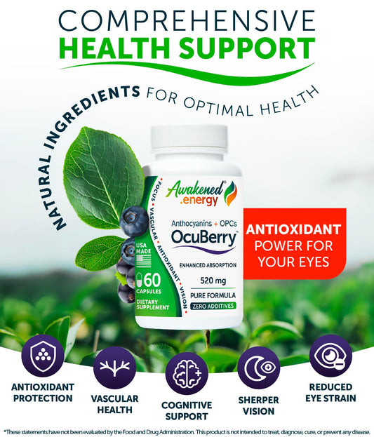Awakened.energy OcuBerry grape seed extract highlighting vascular support for healthy circulation.