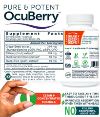 Awakened.energy OcuBerry vegan capsules ready for daily supplementation.