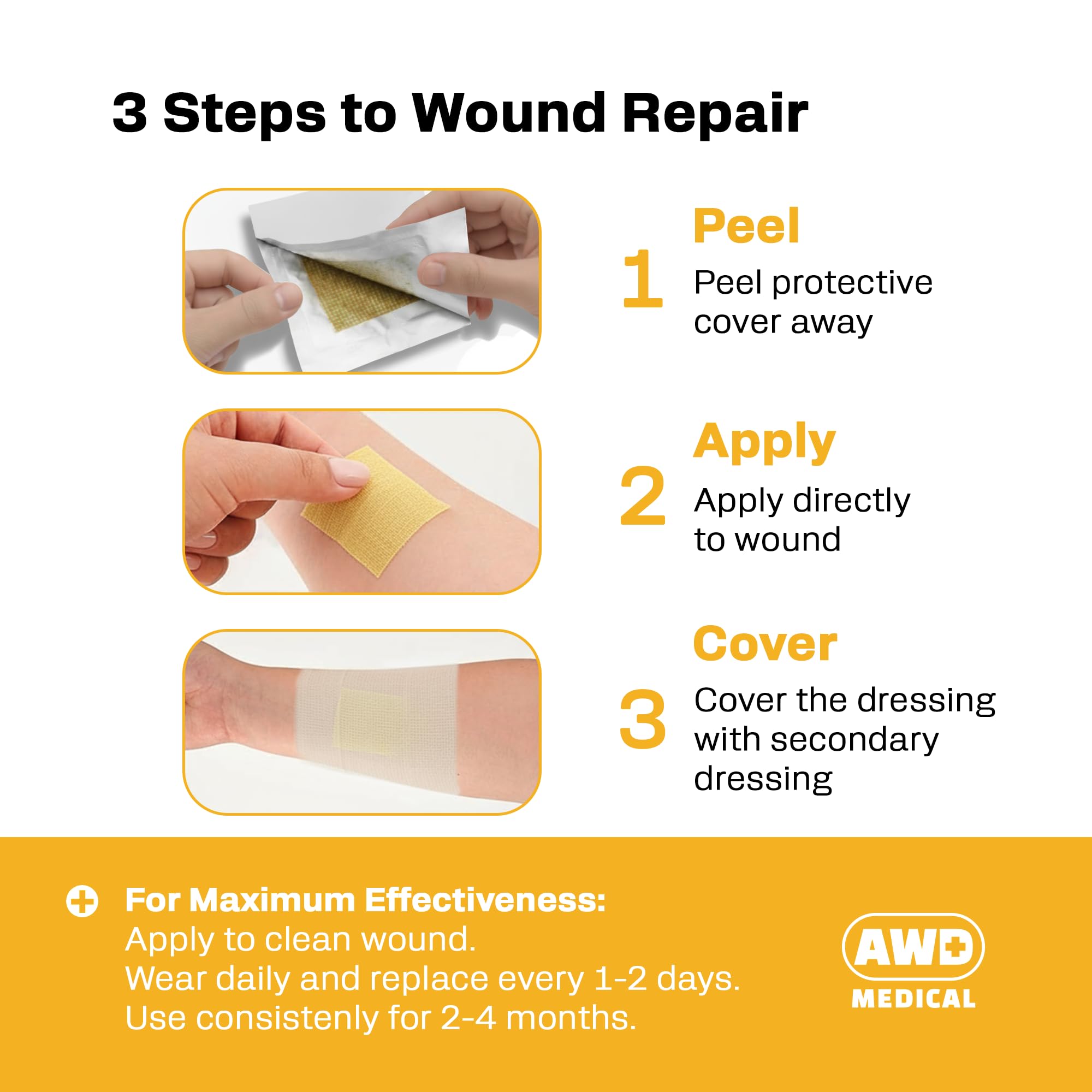 AWD Medical donor-site care gauze pads provide gentle, clean coverage.