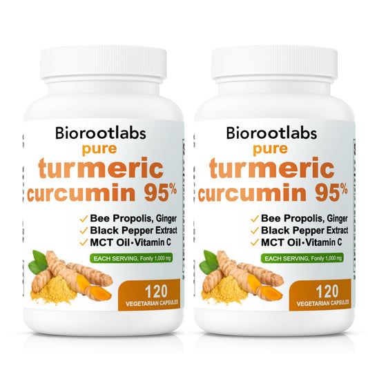 Awjsde Biorootlabs turmeric bottle front view signals a 6-in-1 wellness formula.