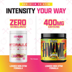 Axe & Sledge Hydraulic pump visual hints at enhanced vascularity and fullness.
