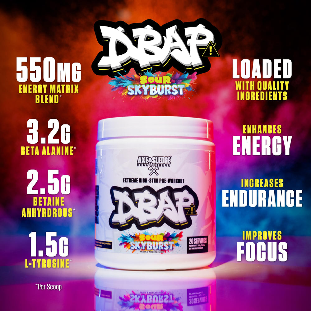 Closeup of DBAP Extreme label showing ingredients and serving details.