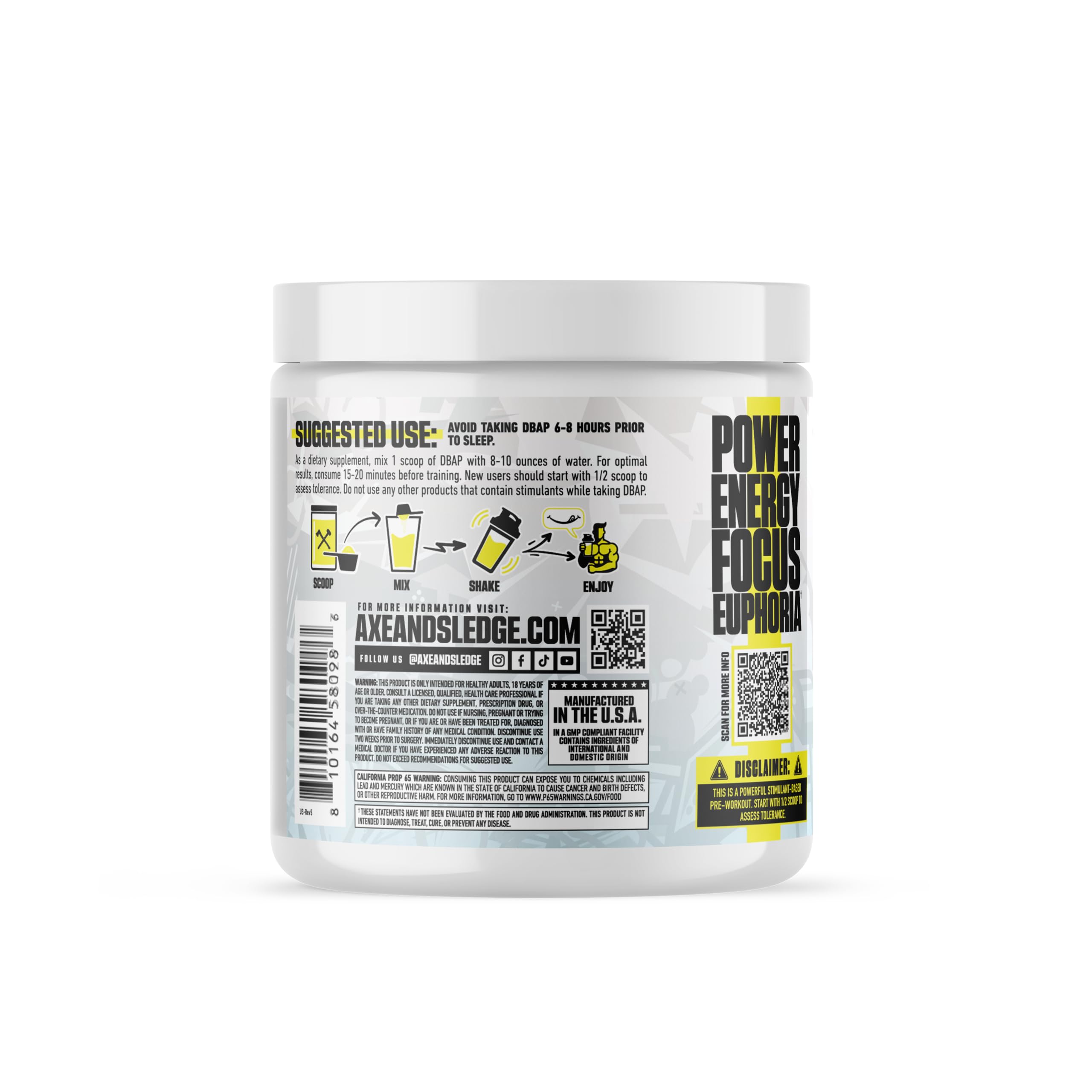 Scoop of DBAP Extreme powder showing focus-enhancing formula for intense sessions.