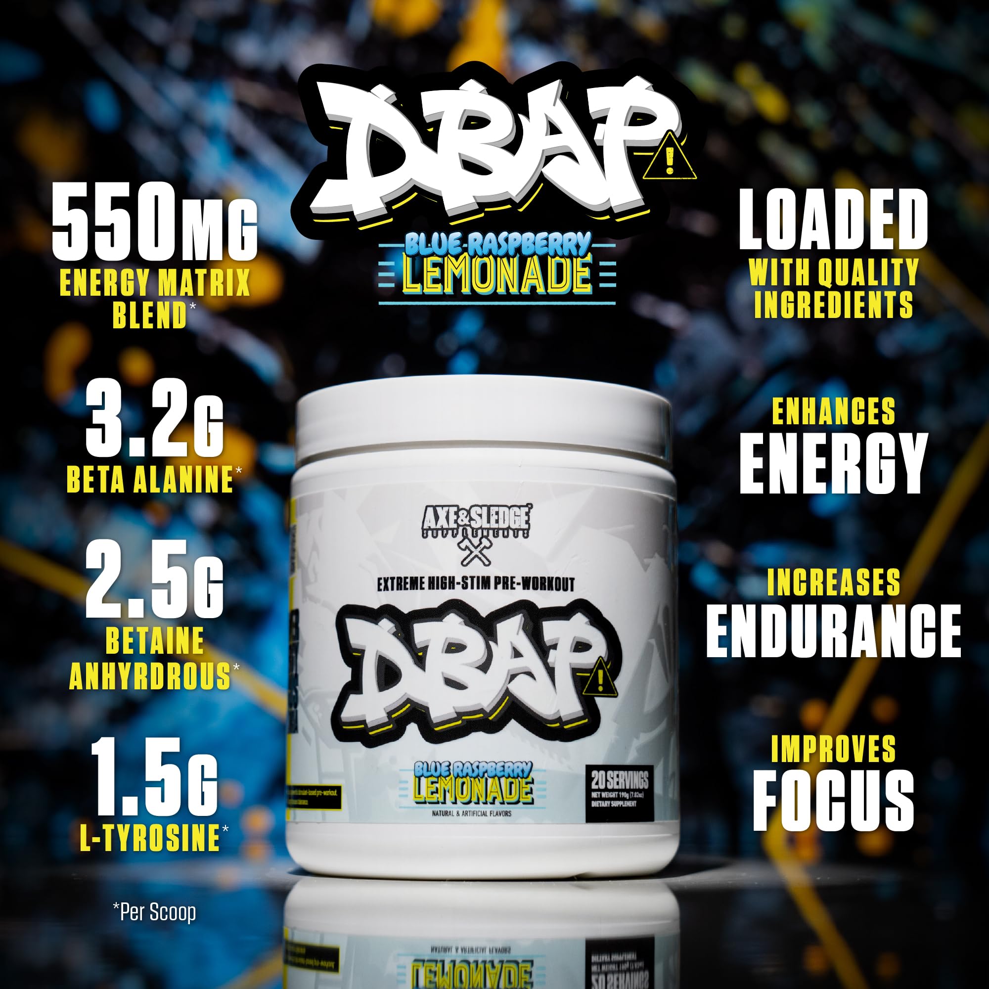 Scoop of DBAP Extreme powder ready for a high-stim pre-workout.