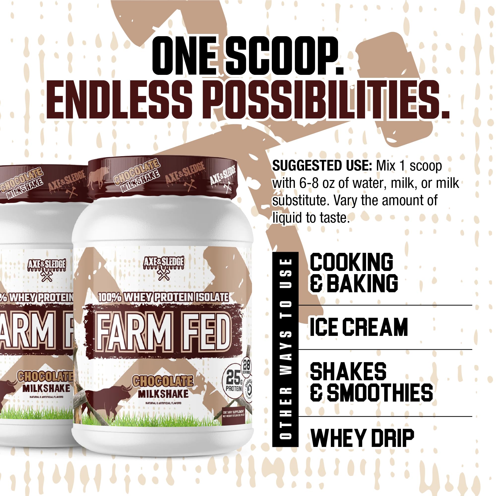 Axe and Sledge Farm Fed shaker mixing powder for a smooth drink.
