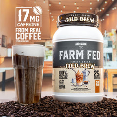 Axe & Sledge Farm Fed Sweet Cream Cold Brew flavor bottle showcased for tasty daily protein.