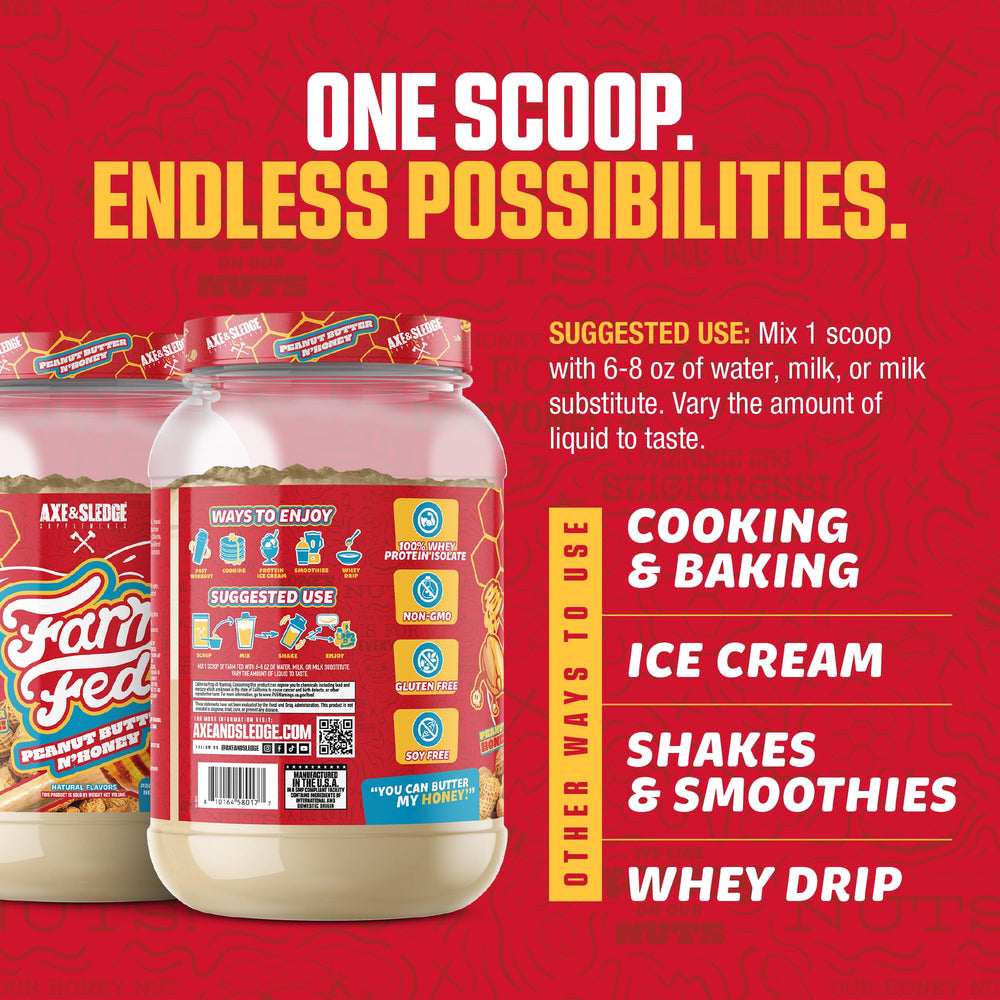 Farm Fed whey pour action demonstrating smooth, easy mixing.