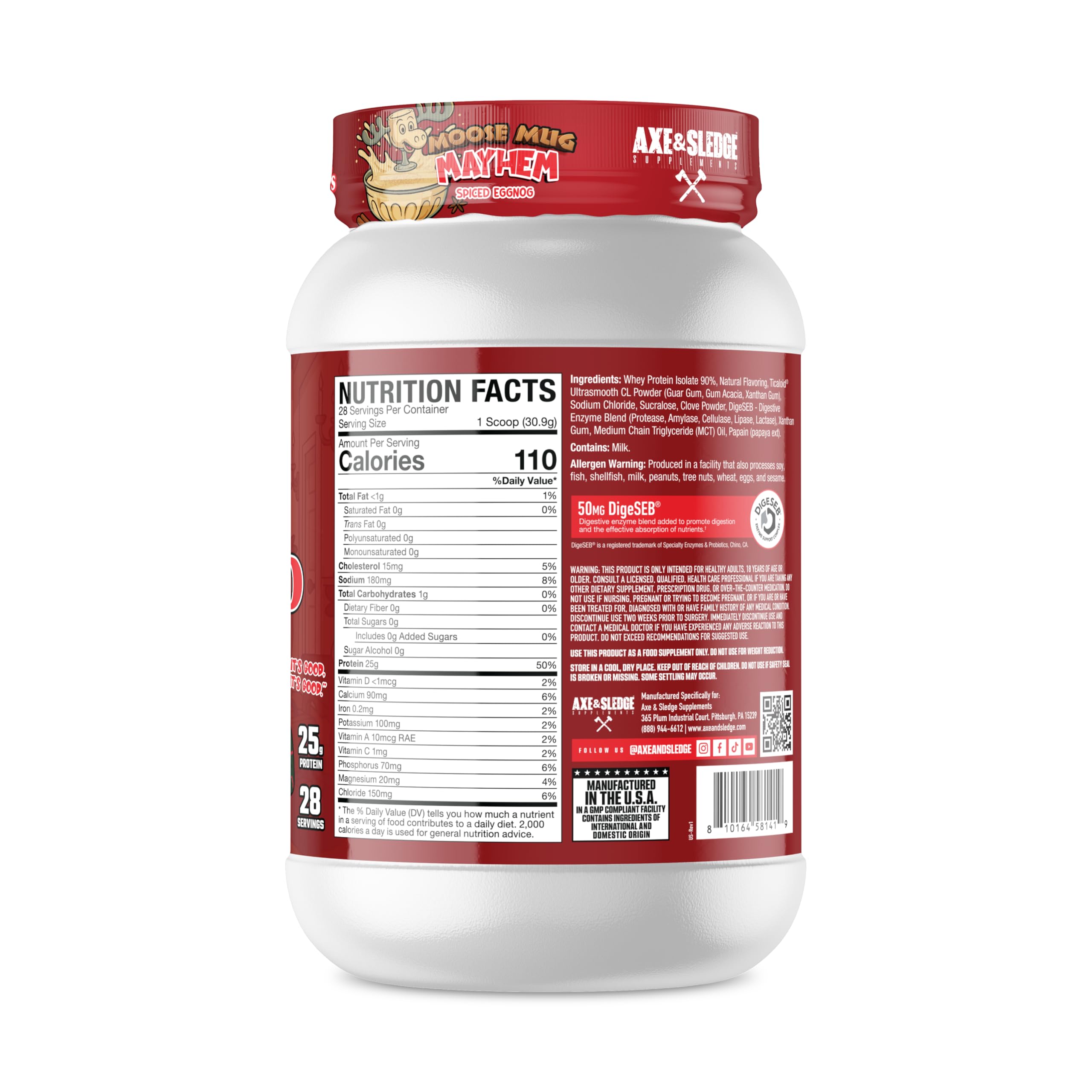 Axe Sledge Farm Fed egg-nog flavor offers rich taste with low carbs