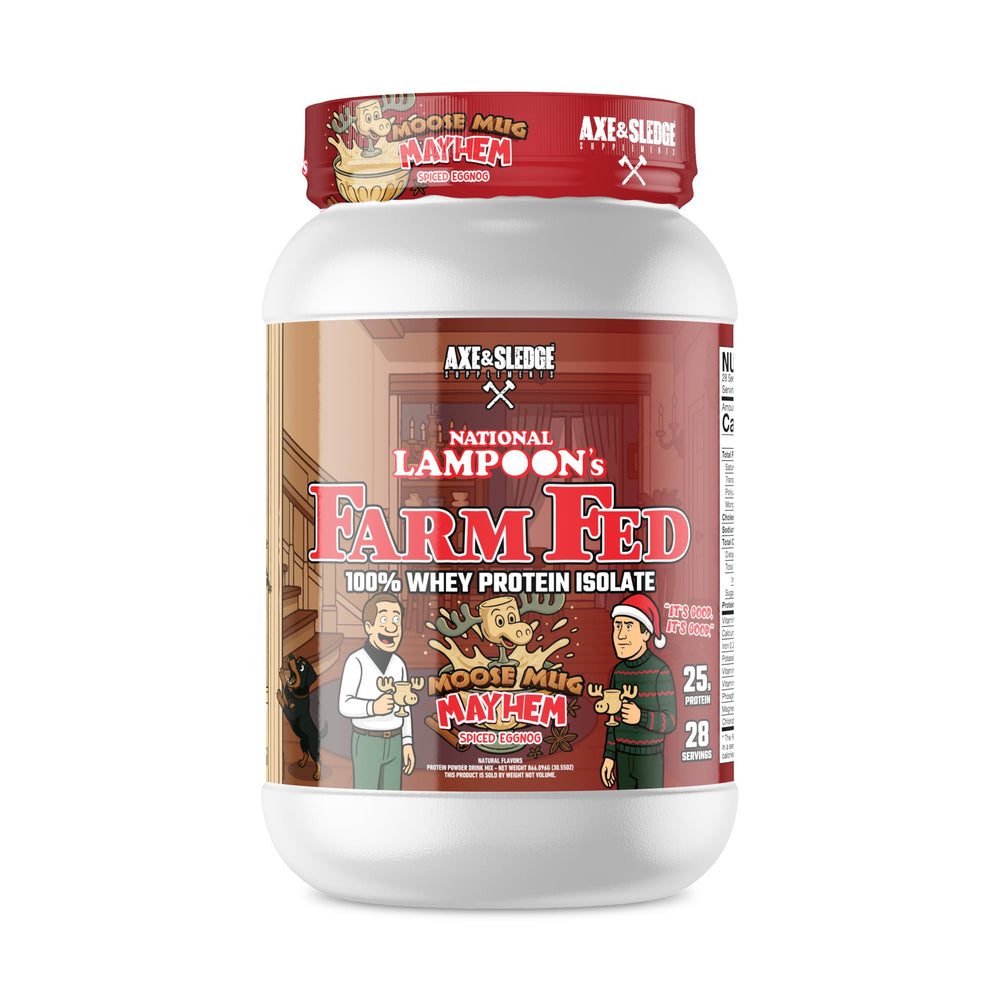 Axe Sledge Farm Fed whey protein jar for lean muscle support
