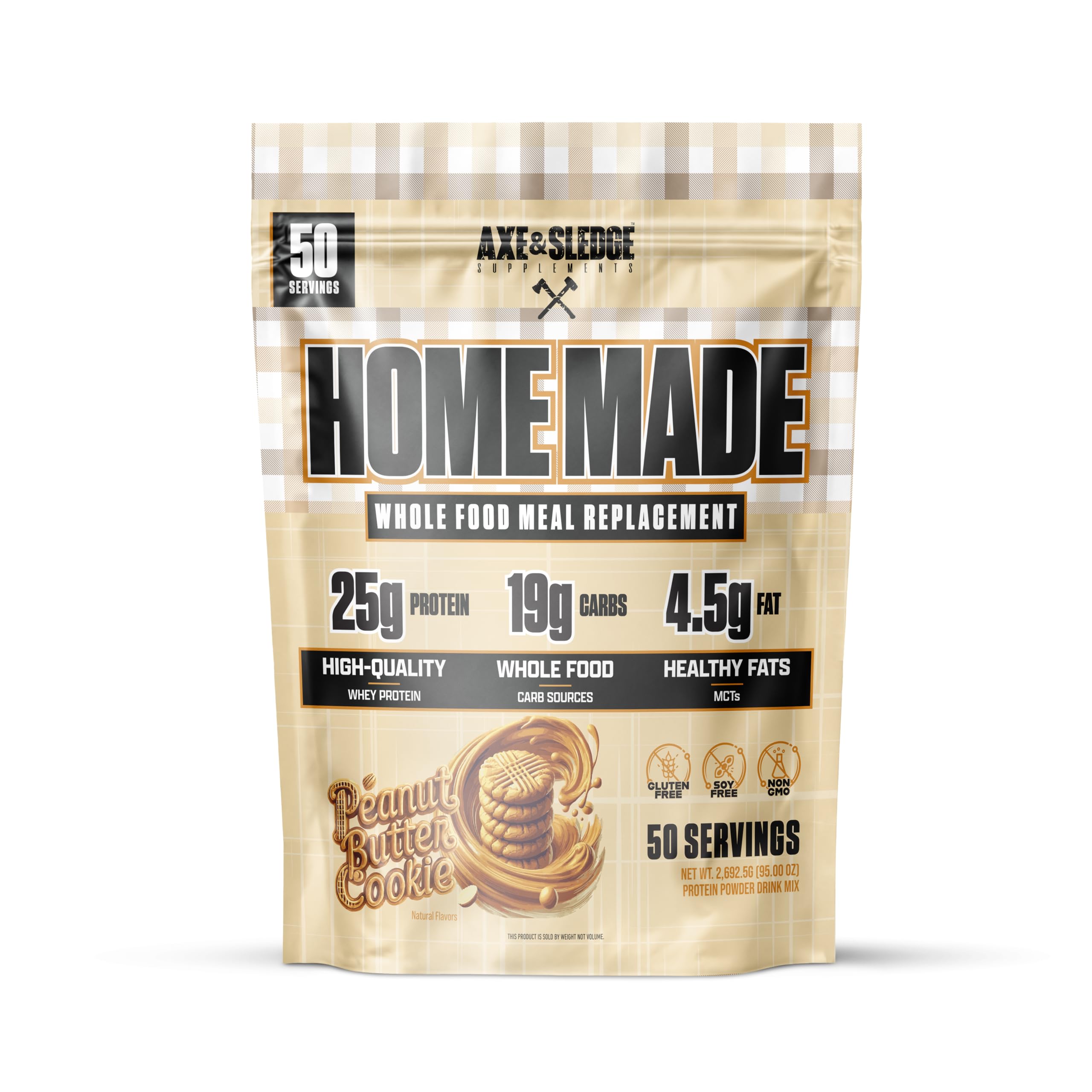 Axe & Sledge Home Made PB Cookie meal replacement for convenient bulking nutrition.
