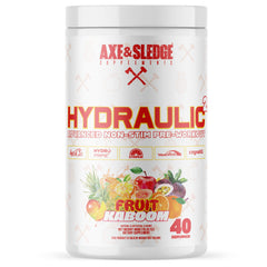Axe & Sledge Hydraulic bottle pour shows stimulant-free pre-workout for training.