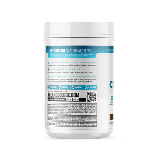 Axe & Sledge collagen powder being stirred into coffee for easy daily mixability.