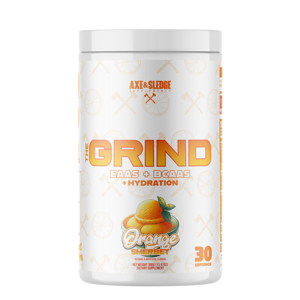 Axe and Sledge The Grind front view highlights recovery-focused formula.