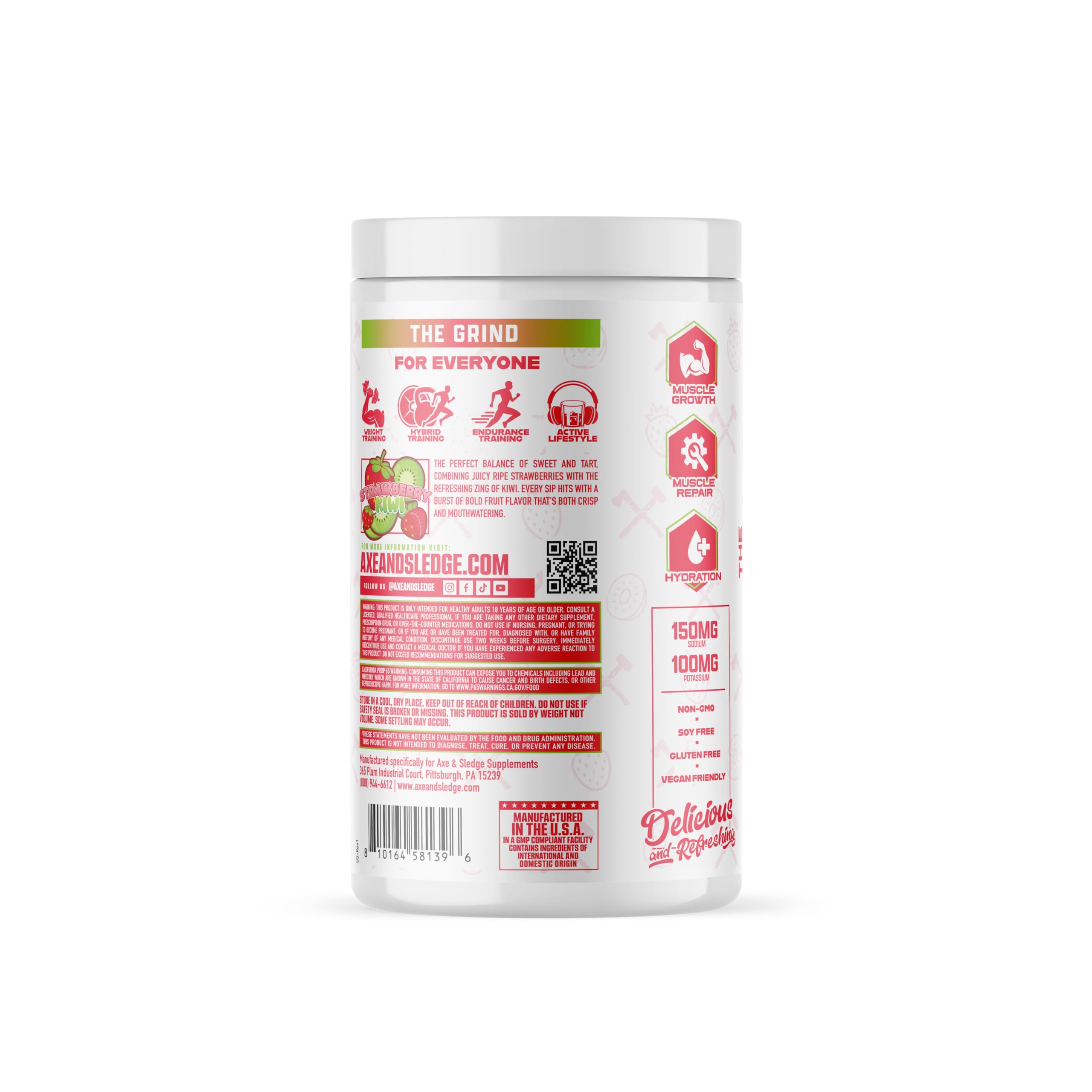 Axe & Sledge The Grind strawberry kiwi glass showing refreshing flavor and support