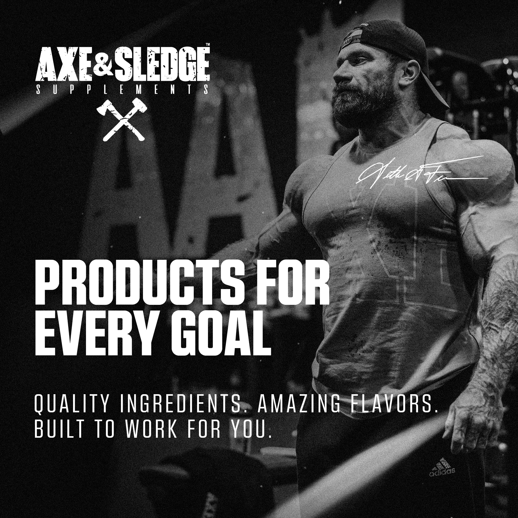 Axe & Sledge WHEY MORE post-workout recovery shake for quick muscle support.